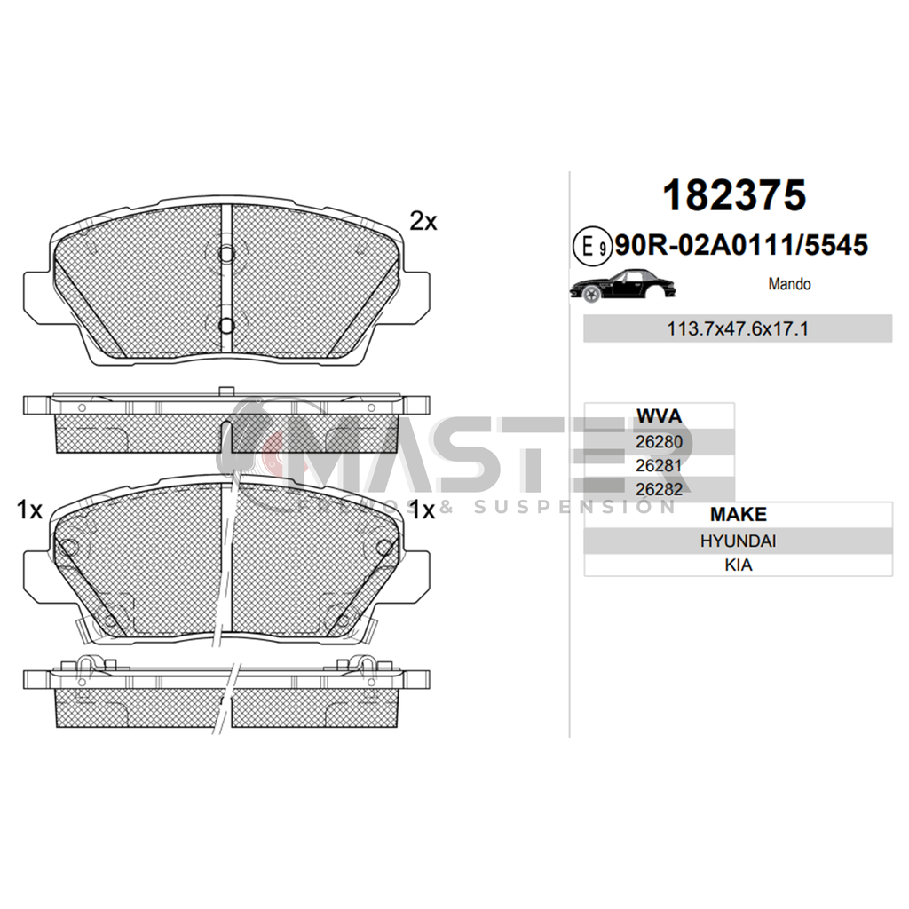 Pastillas de Frenos ref 10354 Kia Picanto 2017-2018