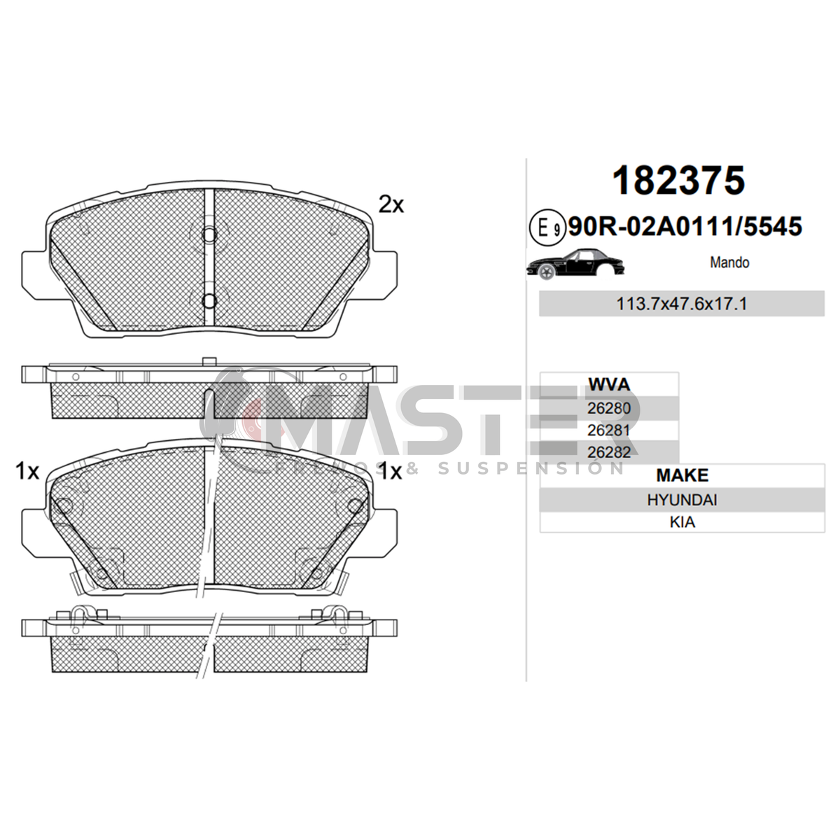 Pastillas de Frenos ref 10354 Kia Picanto 2017-2018
