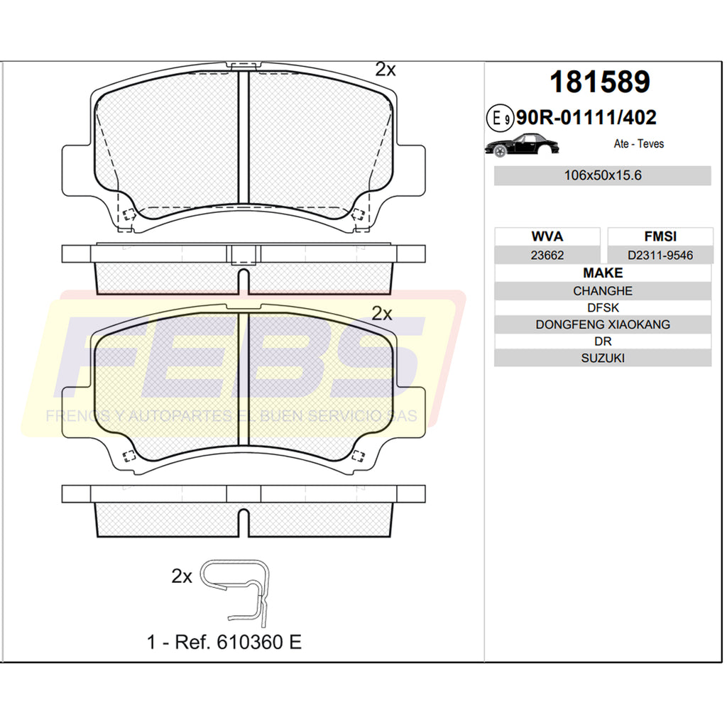 Pastillas de Frenos Chevrolet Wagon R+ 1999-2005