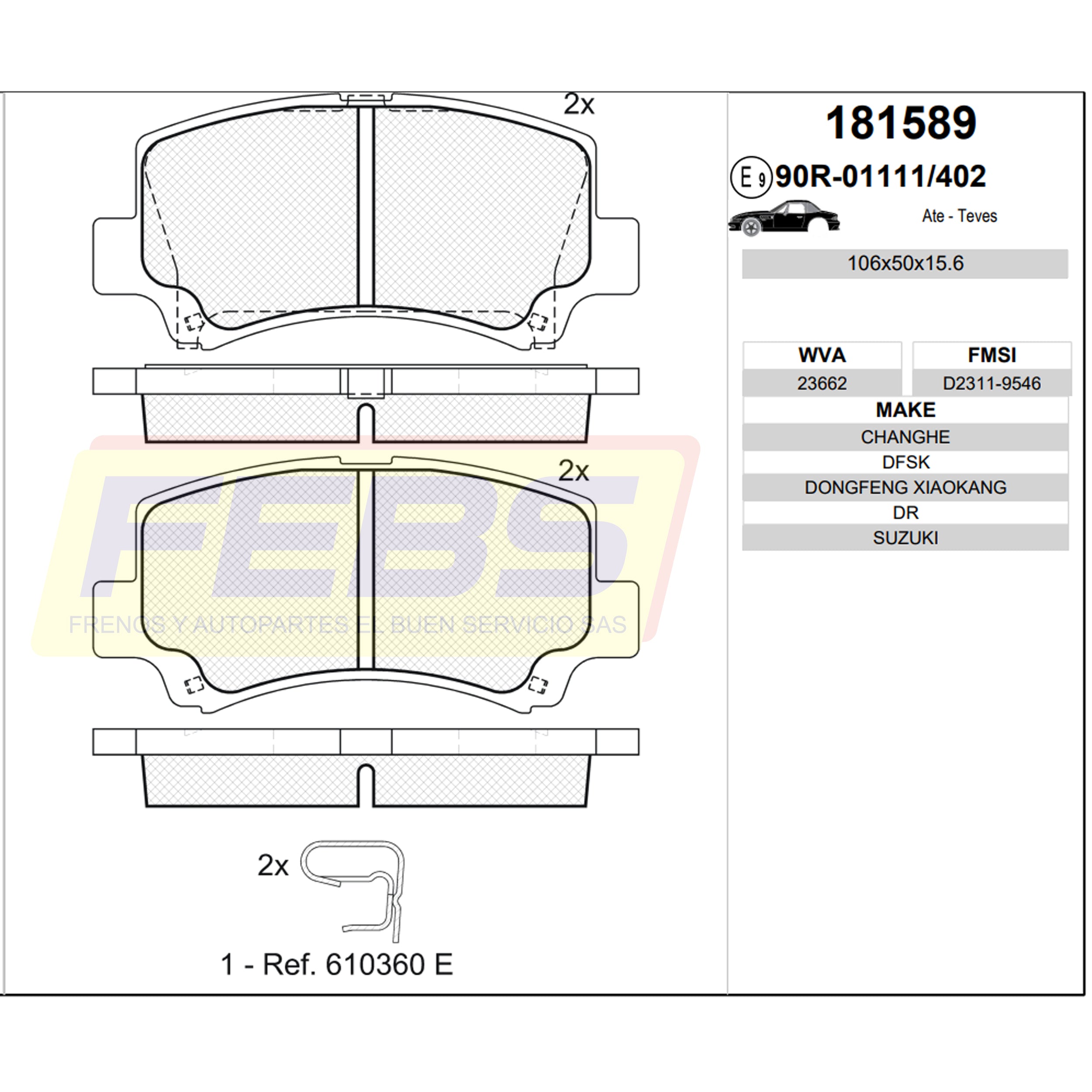 Pastillas de Frenos Chevrolet Wagon R+ 1999-2005
