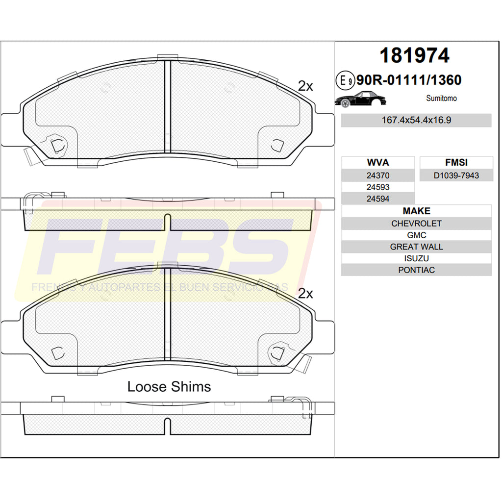 Pastillas de Frenos Chevrolet Dmax 4x2 4x4 2005-2008
