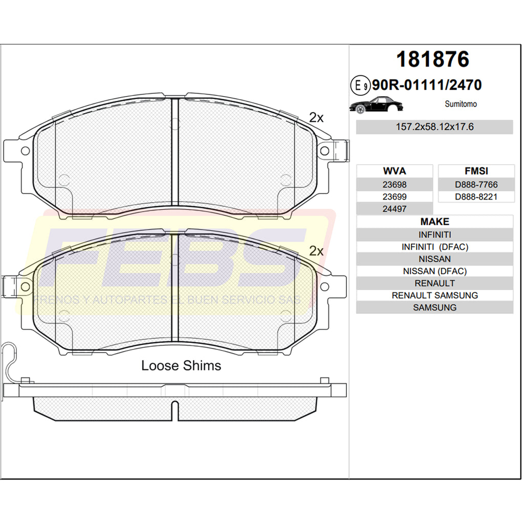 Pastillas de Frenos Nissan  Frontier II 2011