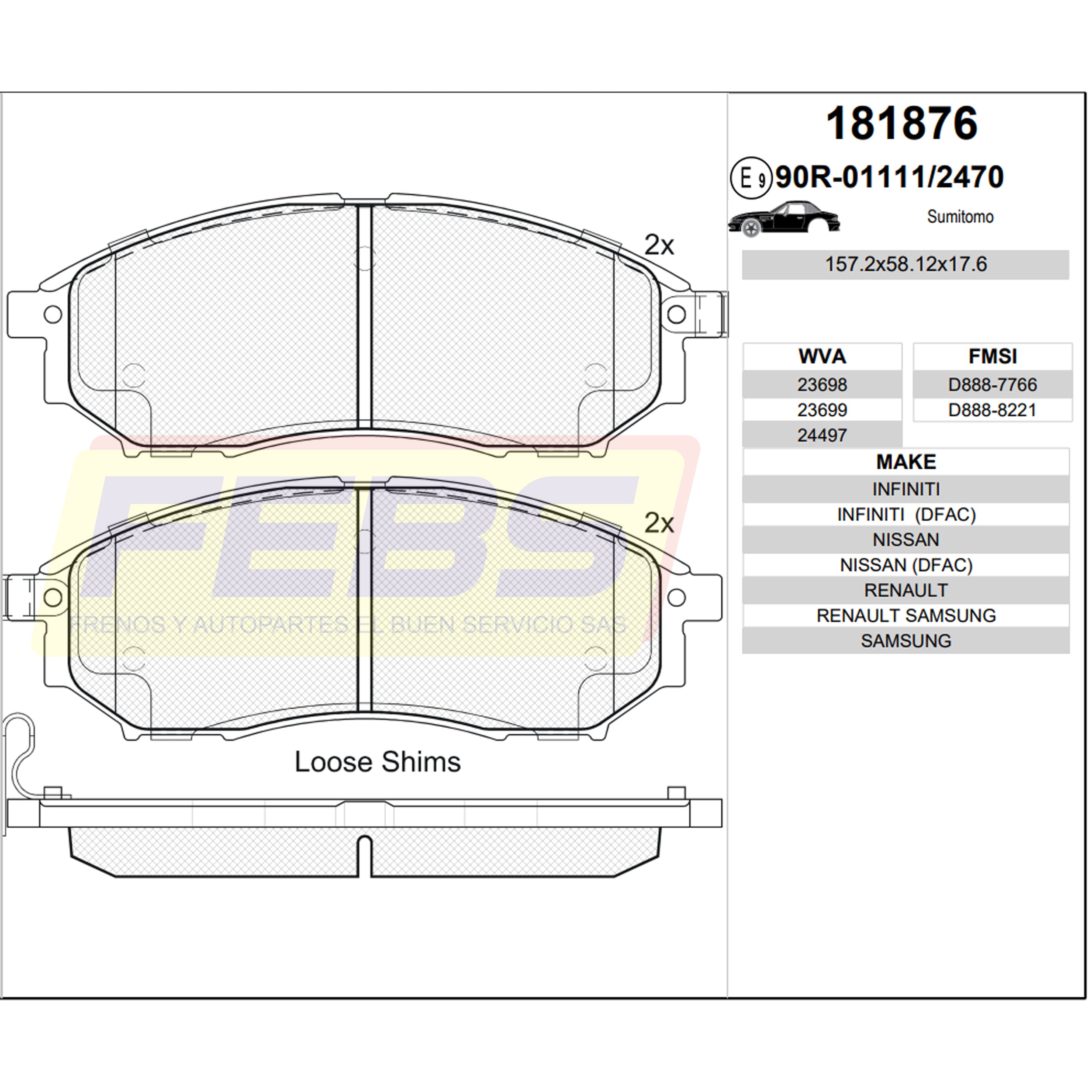 Pastillas de Frenos Nissan  Frontier II 2011